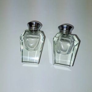 Vintage Glass Salt and Pepper Shakers with Silver Caps